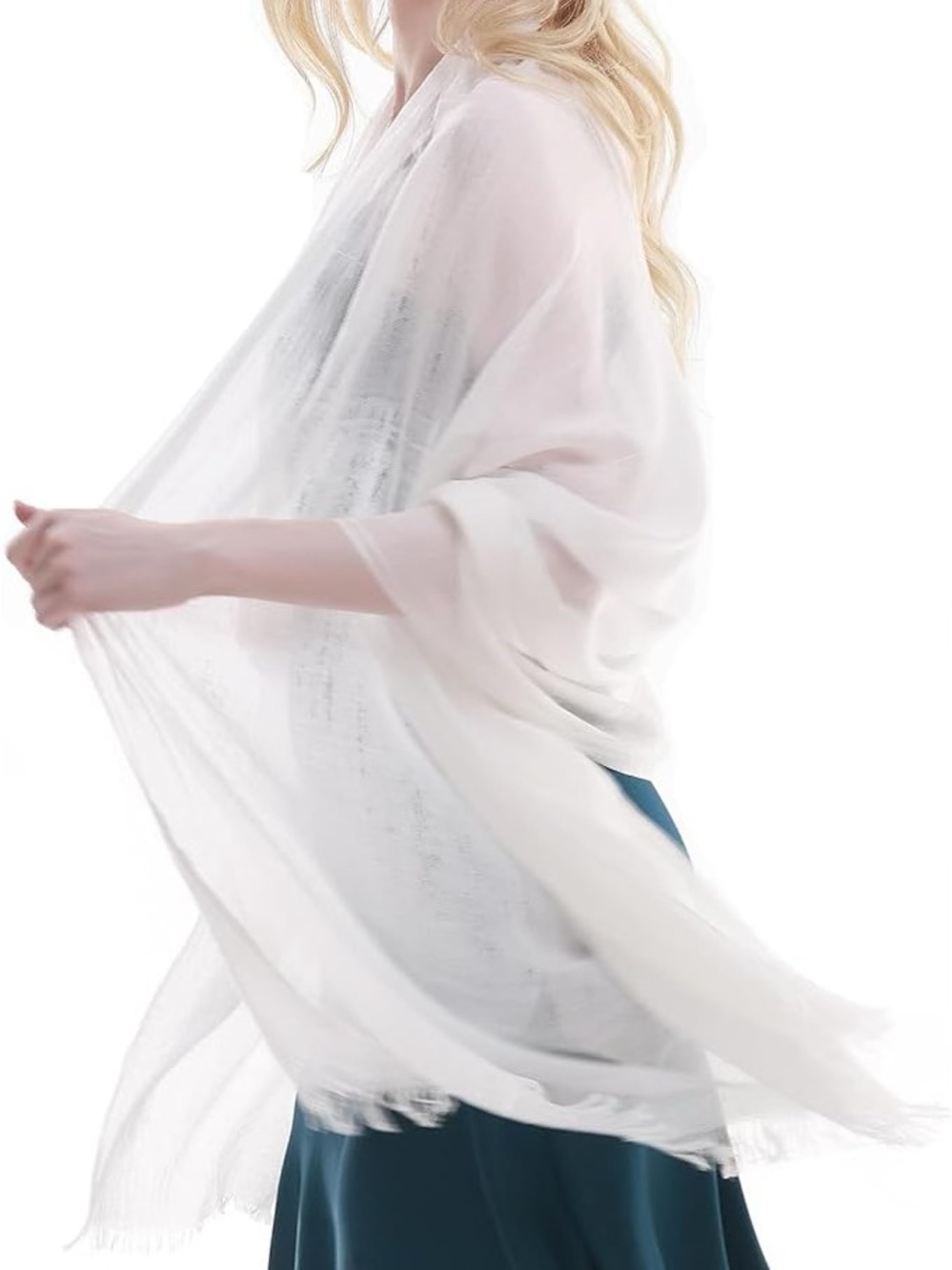 Elegant Sheer White Fringe Wrap